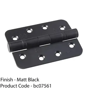 PAIR Grade 13 Heavy Duty Ball Bearing P Hinge RADIUS 107 x 77mm Matt Black Door