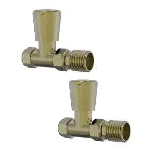 Right Radiators 15mm Brushed Brass Straight Lockshield Valve Towel Rail Radiator Valves Central Heating Taps