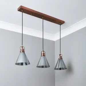 Inlight Dafyd Cone Antique copper effect 3 Lamp LED Pendant ceiling light, (Dia)900mm