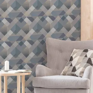 Superfresco Easy Kaleidoscope Geometric Denim Wallpaper