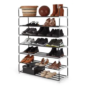 KEPLIN 7 Tier Metal Shoe Rack - Black