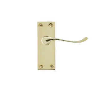 Toen Polished Brass effect Aluminium Scroll Latch Door handle (L)99mm (D)58mm