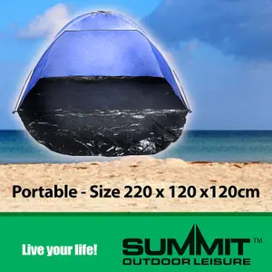 Blue UV Protection Beach Shelter Factor 40 Tent In Carry Bag