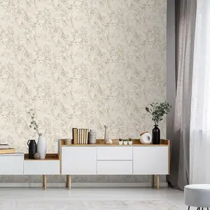 Debona Athena Marble Effect Plain Cream Glitter Metallic Wallpaper 4022