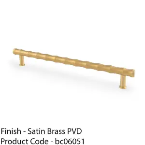 Bamboo T Bar Pull Handle - Satin Brass 224mm Centres SOLID BRASS Drawer Door