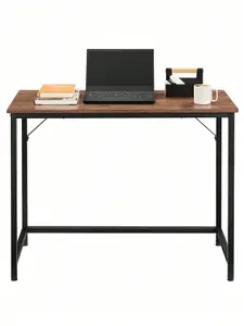 VASAGLE Computer Desk, Small Office Desk And Workstation, Work Desk For Home Office,Study,Metal Frame,Hazelnut Brown And Black