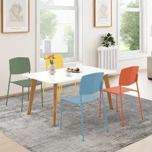 COSTWAY Dining Chair Set of 4 Armless Side Chairs Stackable Kitchen Chairs