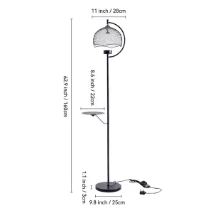 Industrial Metal Light 1-Light GU10 Floor Lamp with Tray, Black