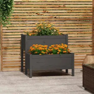 Berkfield Planter Grey 84.5x84x75 cm Solid Wood Pine