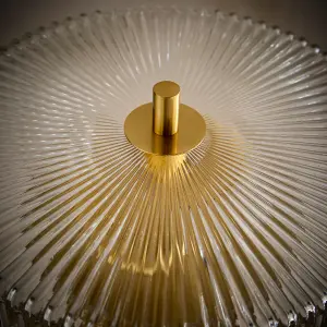 Carter 2 Light Ribbed Glass Brass Floor Lamp