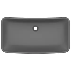 Berkfield Luxury Basin Rectangular Matt Dark Grey 71x38 cm Ceramic