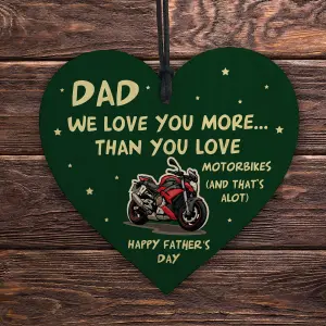 Red Ocean Funny Fathers Day Gift For Dad Biker Motorbike Sign Love You More Than Motorbikes Dad Gift From Daughter Son