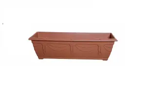 6 x 60cm Slim Plastic Venetian Window Box Trough Planter Pot Terracotta Colour