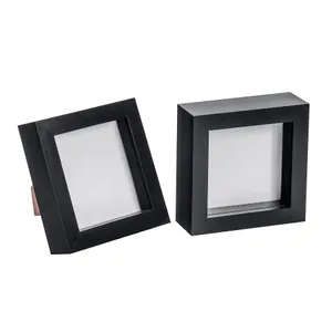 Nicola Spring 3D Box Photo Frames - Standing Hanging Craft Shadow Picture Frame - 4 x 4" - Pack of 2