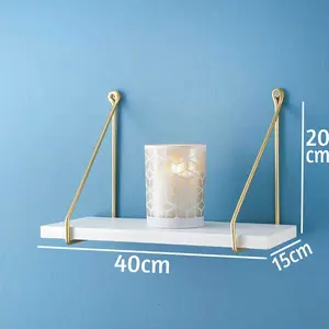 Addre Floating Shelf White/Gold / 20cm H x 40cm W x 15cm D