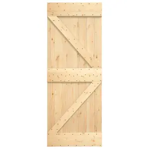 Berkfield Sliding Door with Hardware Set 80x210 cm Solid Wood Pine