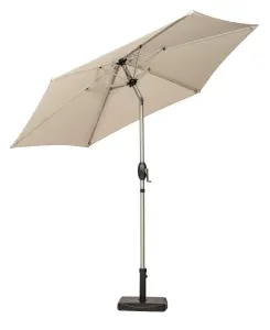 2.5m Ivory Brushed Aluminium Crank and Tilt Parasol