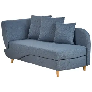 Left Hand Fabric Chaise Lounge with Storage Blue MERI II