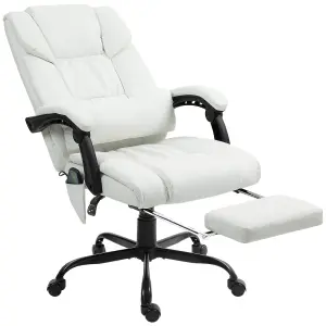 Vinsetto PU Massage Office Chair Height Adjustable Computer Chair White