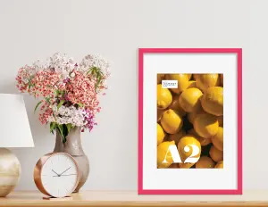 A2 Bright Pink Picture Frame With Mount for A3 (29.7 x 42cm - 11.7 x 16.5in) Poster, Photo, Artwork, or Print.