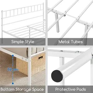 Yaheetech White 5ft King Metal Bed Frame with Slatted Headboard and Footboard