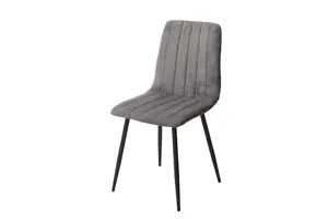 2x Straight Stitch Grey Dining Chair, Black Tapered Legs