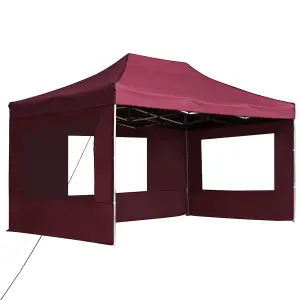 Berkfield Professional Folding Party Tent with Walls Aluminium 4.5x3 m Wine Red