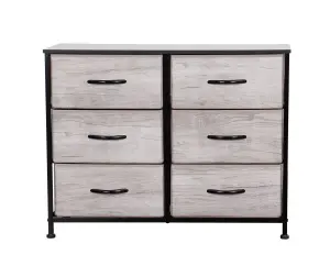 Requena Chest of Drawers, 6 Drawers with Wood Top and Large Storage Space, Easy to Install Room Organizer CD-5826-Grey-Black