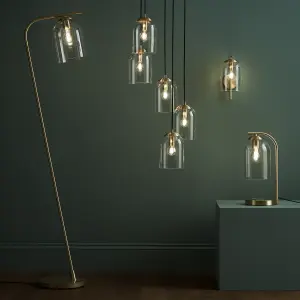 GoodHome Thestias Brushed Brass effect Table light