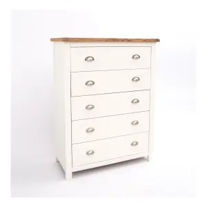 Lovere 5 Drawer Chest of Drawers Chrome Cup Handle