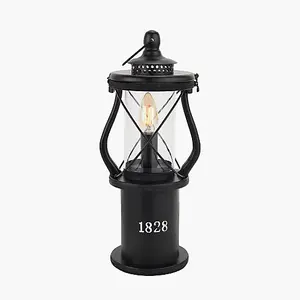 Black Wood Lantern Table Lamp Miners Oil Lamp