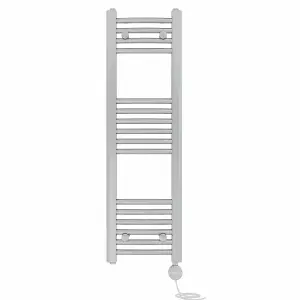 Right Radiators Prefilled Thermostatic Electric Heated Towel Rail Curved Ladder Warmer Rads - Chrome 1000x300 mm