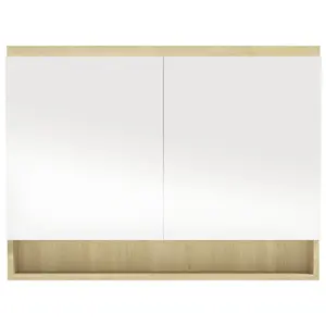 Berkfield Bathroom Mirror Cabinet 80x15x60 cm MDF White and Oak