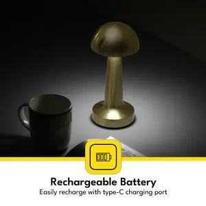 Rechargeable Table Lamp 2 Hours Runtime 3 Stepless Dimming Pack of 2, Silver and Brass Colours