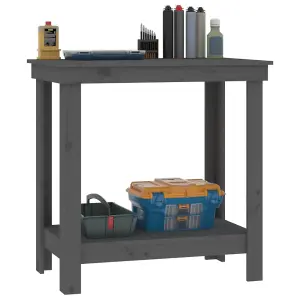 Berkfield Work Bench Grey 80x50x80 cm Solid Wood Pine