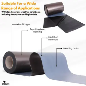 Strong Self Adhesive Flashing Tape for Roofing 225mm Width,10M Lead Flashing Roll for Bitumen Roof, Chimney, and Gutter Repairs