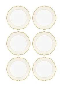 Rozi Jaswely Collection Porcelain Dinner Plates, Set of 6 - Cream