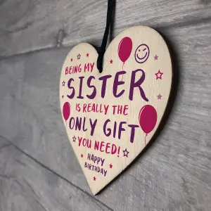 Red Ocean Funny Sister Birthday Gifts From Brother Novelty Wooden Heart Gift For Sister