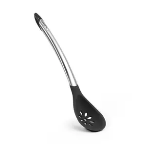 Cuisipro Silicone Slotted Spoon, Black, Heat and Stain Resistant, Dishwasher Safe, 30.5cm Black