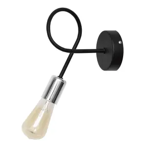 Luminosa Oxford Wall Lamp Black, Chrome 25cm