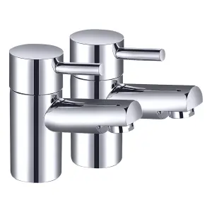 flode Runn Basin Pillar Taps - Chrome