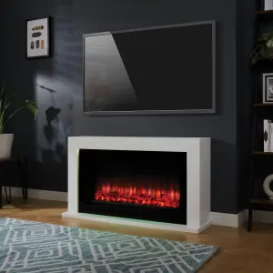 Suncrest Lumley-Ambience White MDF & stainless steel Freestanding Electric fire suite