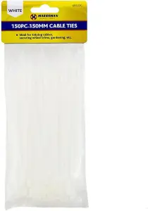 450Pc White Plastic Cable Ties Long Wide Long Zip Wrap Tidy Organiser Wires