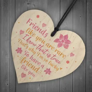 Red Ocean Handmade Friends Like You Friendship Thank You Gift Wooden Hanging Heart Chic Sign Best Friend