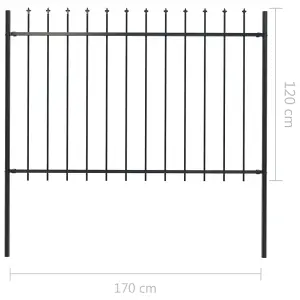 Berkfield Garden Fence with Spear Top Steel 1.7x1.2 m Black