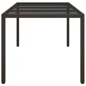 Berkfield Garden Table Brown 190x90x75 cm Tempered Glass and Poly Rattan