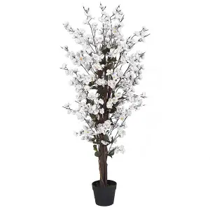 120cm Artificial White Blossom Tree