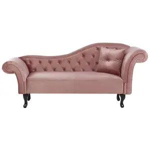 Right Hand Chaise Lounge Velvet Pink LATTES