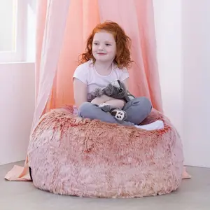 Icon Kids Faux Fur Fluffy Bean Bag Chair Rose Pink