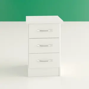 Cascio 3 Drawer Bedside Table White Gloss